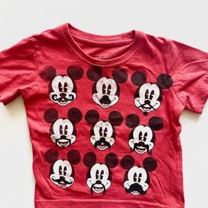 Disney Red Kids' Short Sleeve Tee with Multi Mickey Faces